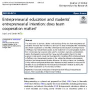 آموزش کارآفرینی و قصد کارآفرینی دانشجویان: آیا همکاری تیمی اهمیت دارد؟