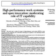 سیستم های کاری با عملکرد بالا و نوآوری باز: نقش تعدیل کننده قابلیت فناوری اطلاعات