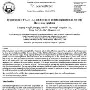 تهیه محلول جامد FexCe1−xOy و کاربرد آن در کاتالیزگرهای سه راهی Pd