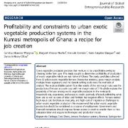 سودآوری و محدودیت های سیستم تولید سبزیجات شهری در  کلان شهرکوماسی غنا