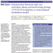 رابطه بین فعالیت های خودمراقبتی، استرس و رفاه در طول قرنطینه COVID-19