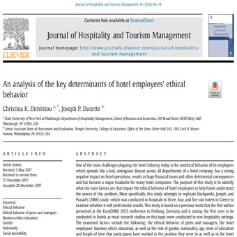 تحلیل عوامل رفتار اخلاقی کارکنان هتل