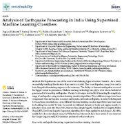 تجزیه و تحلیل پیش بینی زلزله در هند با استفاده از دسته بندهای یادگیری ماشین تحت نظارت