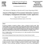 تجزیه تحلیل تاثیر عملیات اطلاعات دولتی بر کاربرد سیستم اطلاعاتی مدیریت اضطراری