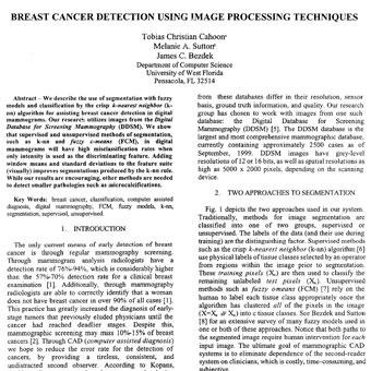 تشخیص سرطان سینه بااستفاده فنون پردازش