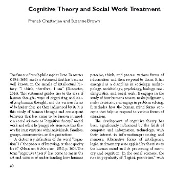 نظریه‌ی شناختی و درمان مددکاری اجتماعی