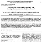 حاکمیت شرکتی، مالکیت خانواده و مدیریت درآمد(سود): مطالعه موردی در اندونزی