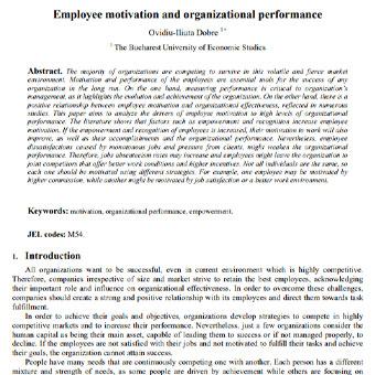 انگیزش کارکنان و عملکرد سازمانی