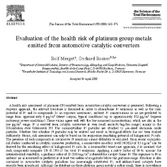 ارزیابی ریسک سلامتی فلزات گروه پلاتینوم