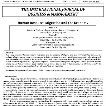 مهاجرت منابع انسانی و اقتصاد