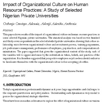 فرهنگ سازمانی برروی عملیات منابع انسانی