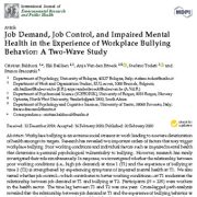 تقاضای شغل، کنترل شغل، و اختلال در سلامت روان در تجربه رفتار قلدری در محل کار