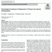 درمان روانشناختی افسردگی در مراقبت های اولیه: پیشرفت های اخیر