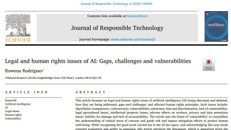 مسائل حقوقی و حقوق بشری هوش مصنوعی: شکاف‌ها، چالش‌ها و آسیب پذیری ها
