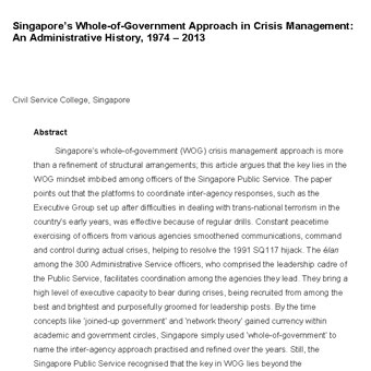 دولت کل سنگاپور در مدیریت بحران