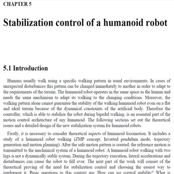 تثبیت کنترل پایداری ربات انسان نما