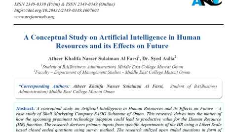 مطالعه مفهومی هوش مصنوعی در منابع انسانی و تأثیرات آن بر آینده
