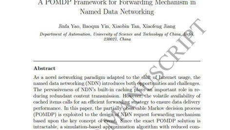 استفاده از چارچوب POMDP برای سازوکار ارسال (فورواردینگ) در شبکه بندی داده‌های نام گذاری شده