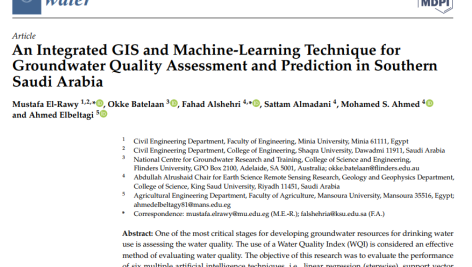 تکنیک یکپارچه GIS و یادگیری ماشینی برای ارزیابی و پیش‌بینی کیفیت آب‌های زیرزمینی در جنوب عربستان سعودی
