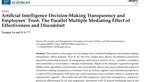 شفافیت تصمیم گیری هوش مصنوعی و اعتماد کارکنان: اثر میانجی چندگانه موازی اثربخشی و ناراحتی