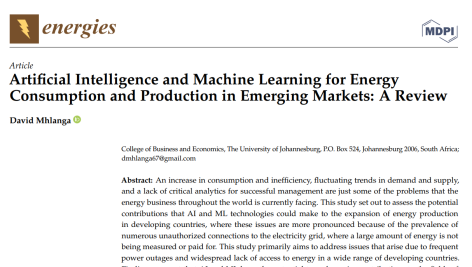 هوش مصنوعی و یادگیری ماشینی برای مصرف و تولید انرژی در بازارهای در حال ظهور: یک مقاله مروری