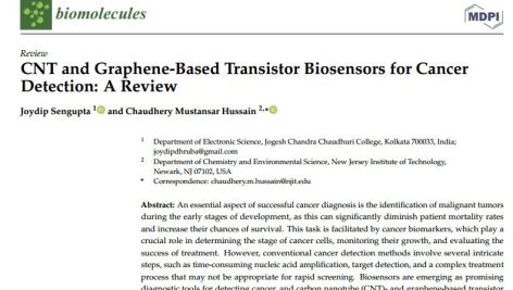بیوسنسورهای ترانزیستوری مبتنی بر CNT و گرافن برای تشخیص سرطان: مقاله مروری