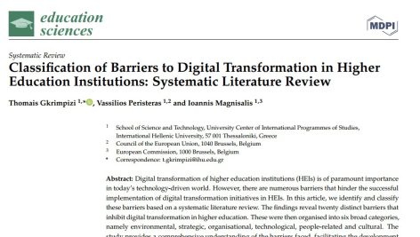 طبقه بندی موانع تحول دیجیتال در مؤسسات آموزش عالی: مرور منابع سیستماتیک