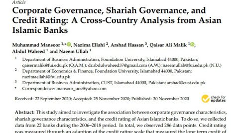 حاکمیت شرکتی، حاکمیت شرعی و رتبه بندی اعتباری: یک تحلیل بین کشوری از بانک های اسلامی آسیایی