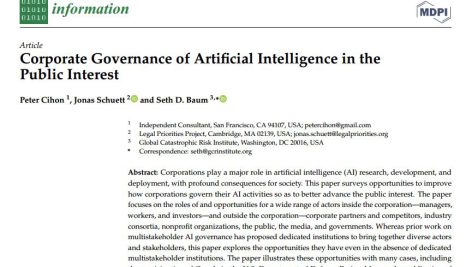 حاکمیت شرکتی هوش مصنوعی در جهت منافع عمومی
