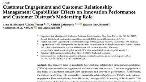 تأثیر قابلیت های تعامل با مشتری و مدیریت ارتباط با مشتری بر عملکرد نوآوری و نقش تعدیل کننده بی اعتمادی مشتری