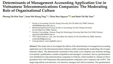 عوامل تعیین کننده استفاده از حسابداری مدیریت در شرکت‌های مخابراتی ویتنامی: نقش تعدیل کننده فرهنگ سازمانی