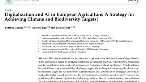 دیجیتالی شدن و هوش مصنوعی در کشاورزی اروپا: یک استراتژی برای دستیابی به اهداف اقلیمی و تنوع زیستی؟