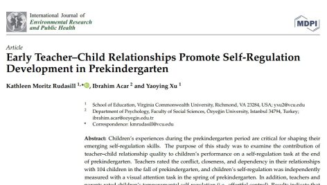 روابط اولیه معلم و کودک باعث ارتقای خودتنظیمی پیش از مهد کودک می‌شود