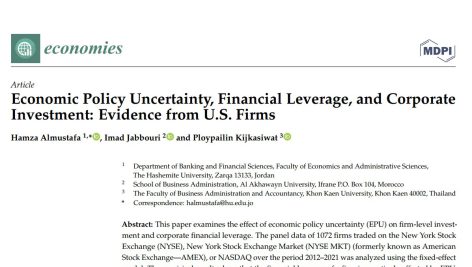 عدم قطعیت سیاست اقتصادی، اهرم مالی و سرمایه گذاری شرکتی: شواهدی از شرکت‌های ایالات متحده