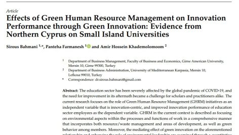اثرات مدیریت منابع انسانی سبز بر عملکرد نوآوری از طریق نوآوری سبز: شواهدی از قبرس شمالی در دانشگاه‌های اسمال آیلند