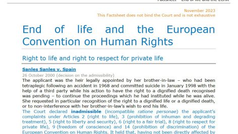 پایان زندگی(اتانازی) و کنوانسیون حقوق بشر اروپا