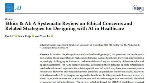 اخلاق و هوش مصنوعی: مروری سیستماتیک در مورد نگرانی‌های اخلاقی و استراتژی‌های مرتبط برای طراحی با هوش مصنوعی در بهداشت و درمان