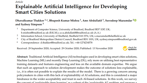 هوش مصنوعی قابل توضیح برای توسعه راه حل‌های شهرهای هوشمند