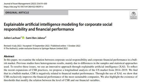 مدلسازی هوش مصنوعی قابل توضیح برای مسئولیت اجتماعی شرکت و عملکرد مالی