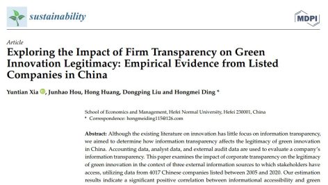 بررسی تأثیر شفافیت شرکت بر مشروعیت نوآوری سبز: شواهد تجربی از شرکت‌های پذیرفته شده در بورس اوراق بهادار چین