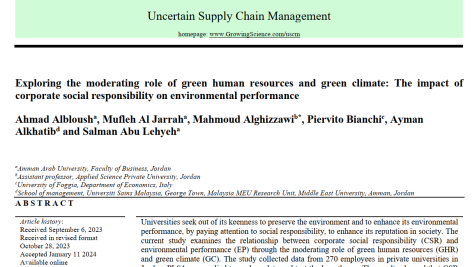 بررسی نقش تعدیل کننده منابع انسانی سبز و جو سبز: تأثیر مسئولیت اجتماعی شرکت بر عملکرد زیست محیطی