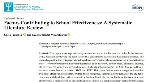 عوامل مؤثر در اثربخشی مدرسه: مروری منابع سیستماتیک