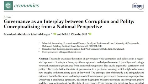 حاکمیت به عنوان برهمکنش بین فساد و سیاست: مفهوم سازی از دیدگاه ملی