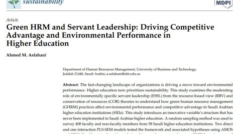 مدیریت منابع انسانی سبز و رهبری خدمتگزار: ایجاد مزیت رقابتی و عملکرد محیطی در آموزش عالی
