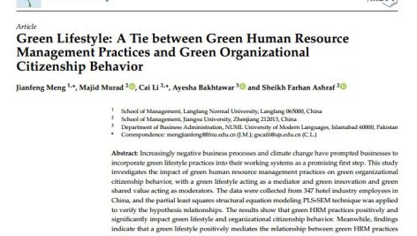 سبک زندگی سبز: ارتباط بین شیوه‌های مدیریت منابع انسانی سبز و رفتار شهروندی سازمانی سبز