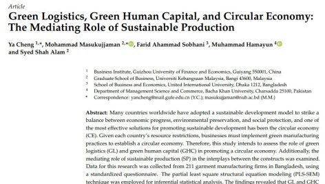 لجستیک سبز، سرمایه انسانی سبز و اقتصاد دورانی: نقش واسطه‌ای تولید پایدار