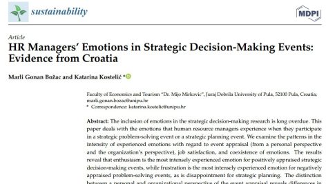 احساسات (هیجانات) مدیران منابع انسانی در رویدادهای تصمیم گیری استراتژیک: شواهدی از کرواسی