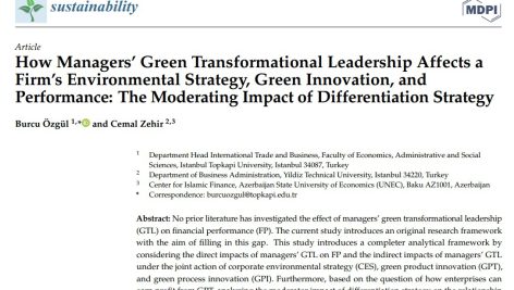 چگونه رهبری تحول‌آفرین سبز مدیران بر استراتژی زیست محیطی، نوآوری سبز و عملکرد یک شرکت تأثیر می‌گذارد: تأثیر تعدیل‌کننده استراتژی تمایز