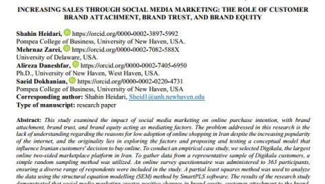 افزایش فروش از طریق بازاریابی رسانه های اجتماعی: نقش دلبستگی به برند مشتری، اعتماد به برند و ارزش ویژه برند
