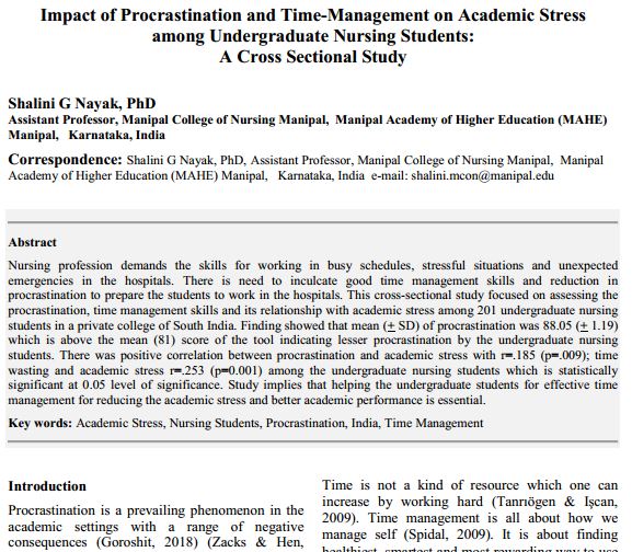 تأثیر اهمال‌کاری و مدیریت زمان بر استرس تحصیلی
